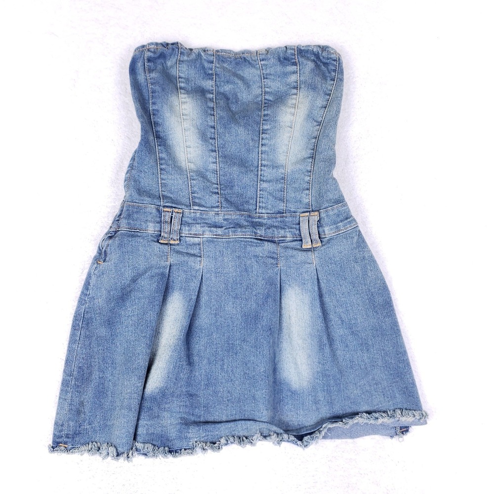 Spoon Jeans Y2K Strapless Denim Mini Dress‎ M Blue